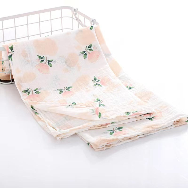 Muslin Swaddle Blanket Set of 2 Floral, Pink ( 70% Viscose from Bamboo, 30 % Organic Cotton)