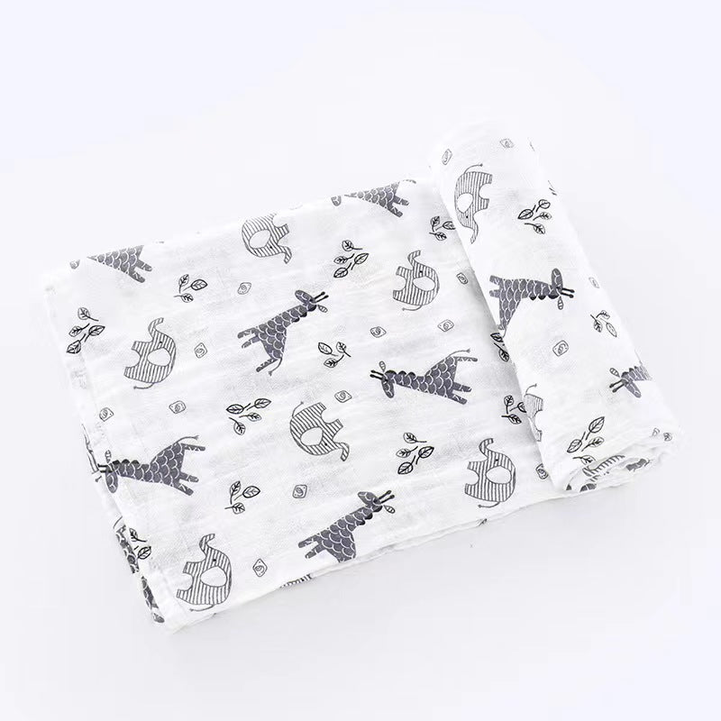 Muslin Swaddle Blanket Set of 2 Gray, Safari ( 70% Viscose from Bamboo, 30 % Organic Cotton)