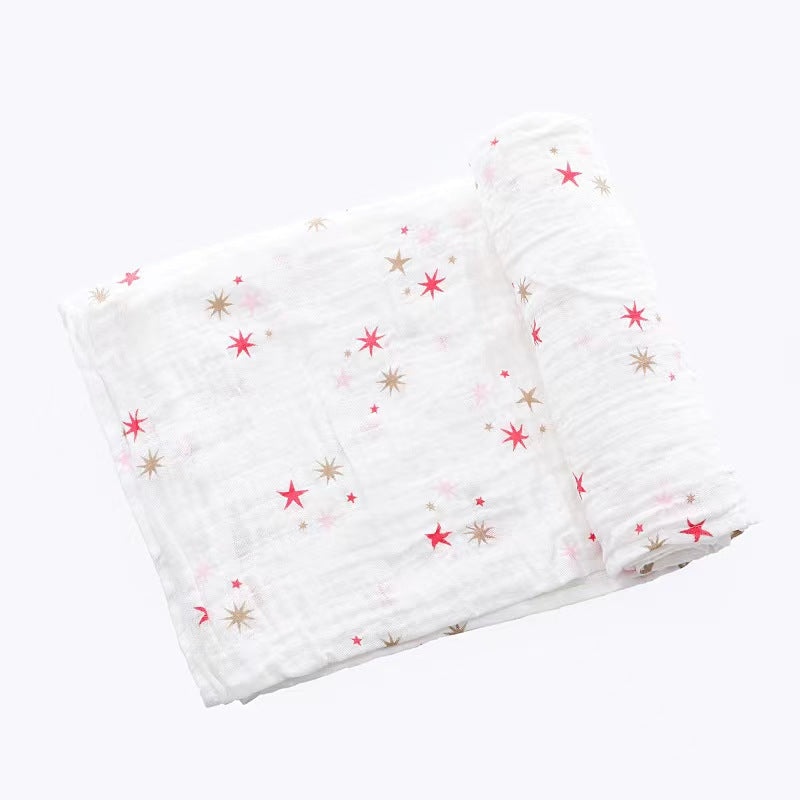 Pack of 3 Muslin Swaddle Blankets for Baby Girls, Receiving Blanket - Pink, Stars, Floral -100% Organic Cotton