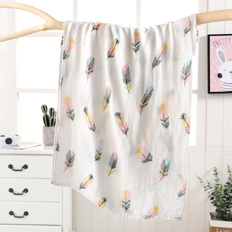 Muslin Swaddle Blanket Set of 2 Unicorn, Feathers ( 70% Viscose from Bamboo, 30 % Organic Cotton)